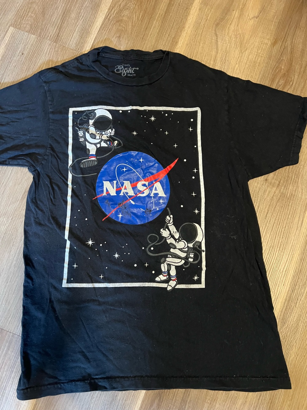 Eighty Eight brand Black NASS Graphic T‑Shirt with Astronaut Print Sz med